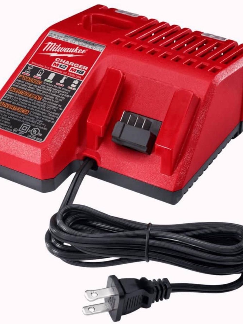 Milwaukee M12/M18 Volt / 18 Volt Lithium Multi Voltage Red Battery Charger - Picture 2 of 9